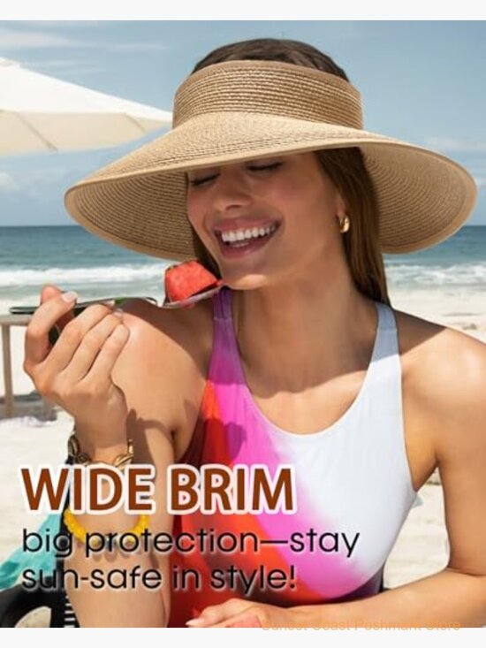 Wide Brim Straw Sun Hat UPF 50+ Packable Ponytail Design main image 6